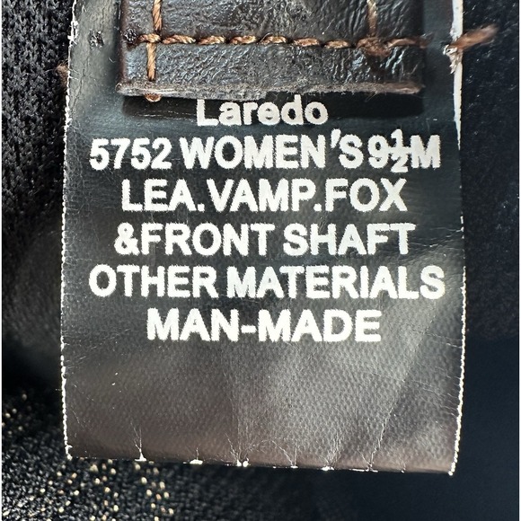 LAREDO Lea Vamp Fox Western Cowgirl Boots Women's 9.5M Brown Leather Barn Horses - Picture 5 of 13